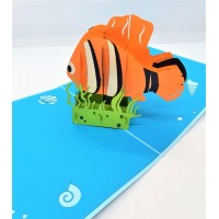 Handmade 3d Pop Up Birthday Card Nemo Sea Ocean Underwater Fish Papercraft Laser Cut Origami Kirigami Home Housewarming Friend Partner Love